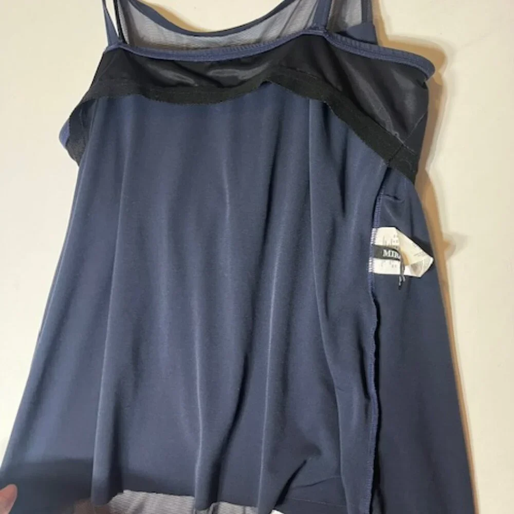 Miraclesuit Underwire Tankini Top Only Mirage 10 Navy Blue Mesh Adjustable Strap